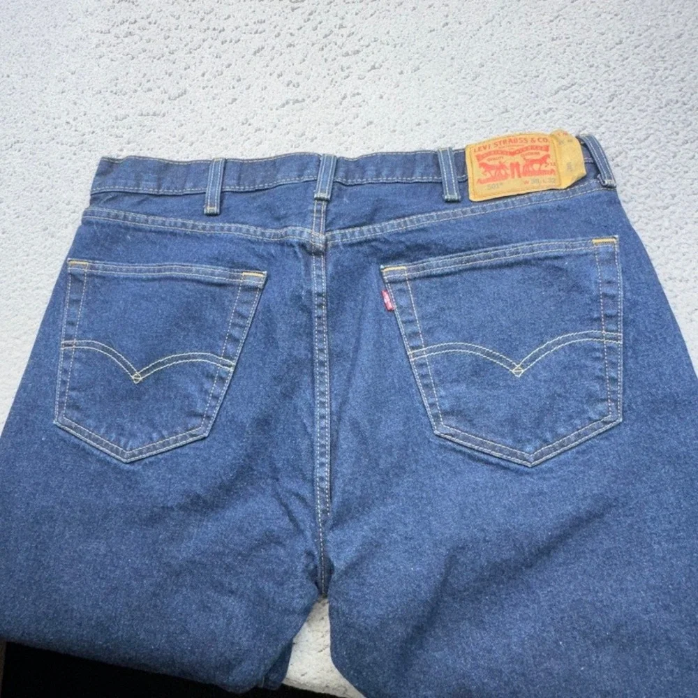 Levis 501 Original Mens‎ 36x30 Blue Dark Wash Stretch Button Fly Jeans 5 Pocket